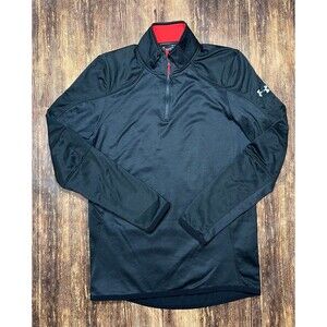 Mens Small Under Armour Black Red ColdGear Reactor Sweater Fitted